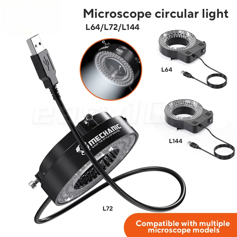 Electronics Repair Microscope - Mechanic L64/72/144 LED USB Microscope Ring